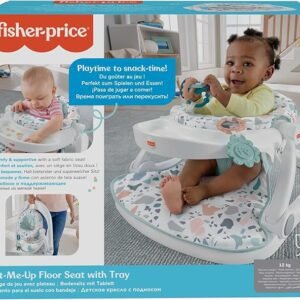 Fisher-Price Portable Baby Chair with Tray and 2 Baby Toys, Sit-Me-Up Floor Seat, Pacific Pebble, HPF45