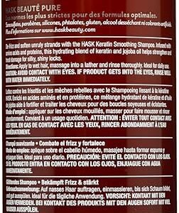 HASK Keratin Smoothing Shampoo for all hair types, colour safe, gluten-free, sulfate-free, paraben-free - 1 355 ml Bottle