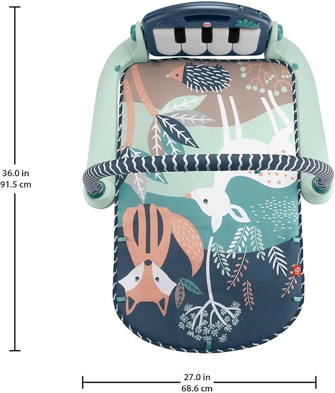 Fisher-Price Baby Playmat Kick & Play Piano Gym with Musical and Sensory Toys for Newborn to Toddler, Navy Fawn, HKX37