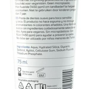 TePe Pure Toothpaste, unflavoured, Very Gentle Everyday Fluoride Toothpaste for Very Sensitive Gums and Dry Mouth