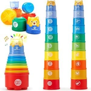 hahaland Rainbow Stacking Cups 10 Pcs Toys for 1 Year Old Girls Boys Toddler Toys