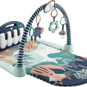 Fisher-Price Baby Playmat Kick & Play Piano Gym with Musical and Sensory Toys for Newborn to Toddler, Navy Fawn, HKX37