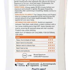 Calypso Sun Lotion SPF30, 12 hours Moisturisation, Anti Ageing, Water Resistant, 200ml