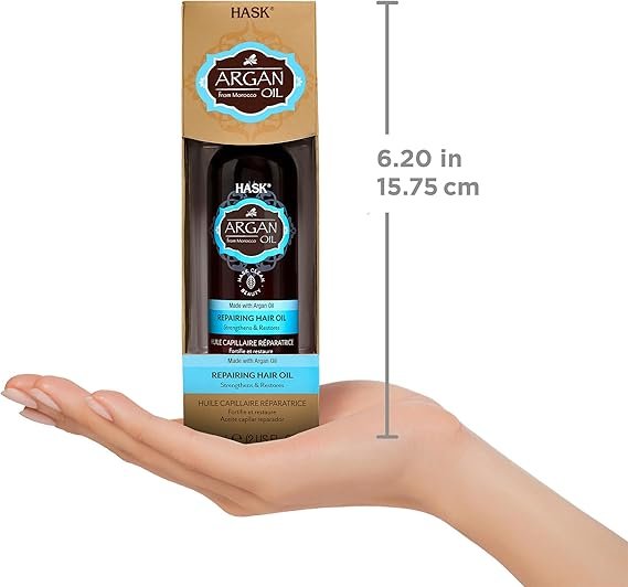 HASK Argan Oil Hair Oil for shine and frizz control repairing for all hair types, colour safe, and cruelty-free -1 59mL Bottle