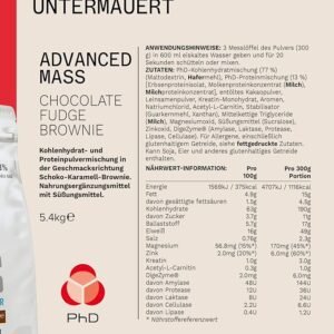 PhD Nutrition| Advanced Mass| Powder| Mass Gainer| High Calorie| High in Protein|