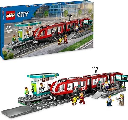 LEGO City Downtown Tram and Station Vehicle Building Toy Set for 7 Plus Year Old Kids, Boys & Girls