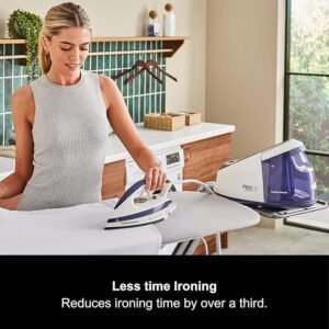 Morphy Richards SpeedSteam Steam Generator Iron, Ceramic Non-stick Soleplate, 240g Steam Boost, 140g Steam Output, 5.5 Bar Pressure, Detachable 1.7L Water Tank, 3000W, White/Purple, 333202