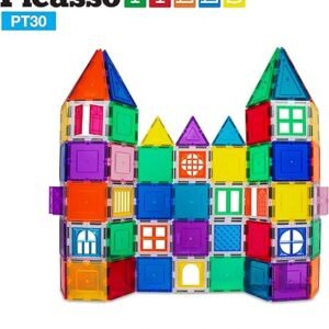 PicassoTiles 30 Piece Window and Door Clip On Magnetic Blocks Magnet Tiles Magnets Building Tile Construction Toy Set STEM Education Toys Learning Kit Stacking Block Playset Boys & Girls Age 3+ PT30