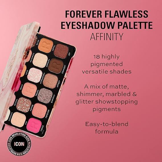 Revolution Beauty, Forever Flawless Palette, 18 Hooggepigmenteerde Oogschaduwen, Affiniteit