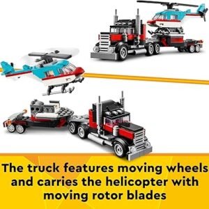 LEGO Creator 3in1 Flatbed Truck with Helicopter Toy to Propeller Plane and Fuel Lorry to Hot Rod and SUV Car Toys for 7 Plus Year Old Boys, Girls and Kids who Love Cool Vehicles, Gift Idea 31146