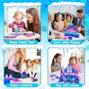 Xekel Magnetic Tiles 100 PCS, Magnetic Building Blocks Kids Toys, Frozen Toys for Girls Boys