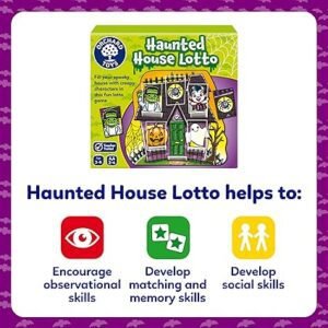 Orchard Toys Haunted House Lotto, small and compact game, great for travel, simple gameplay, for kids age 3-6