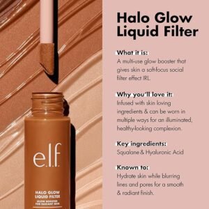 e.l.f. Halo Glow Liquid Filter, Complexion Booster For A Glowing