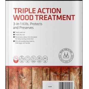 Everbuild – Triple Action  Wood Treatment – Lasting Protection From Damage Caused By Wood Rot, Fungi And Wood Boring Insects – Clear – 5 Litre