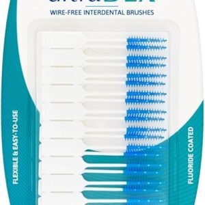 UltraDEX Wire Free Interdental Brush, Wire Free Flexible Floss Aid, Fluoride Coated, Medium/Large 20 Pack White