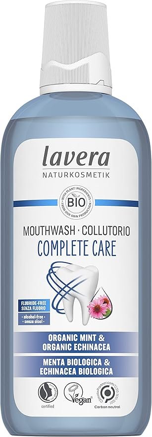 lavera Complete Care Mouthwash - with organic Mint & organic Echinacea flouride- & alcohol-free - vegan - organic (1 x 400 ml)