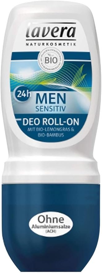 lavera Deo Roll-On Men Sensitive - with organic lemongrass & organic bamboo - without aluminium salts - vegan - organic (1 x 50ml)