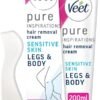 Veet Hair Removal Cream, 200ml, Veet Pure Sensitive Skin Hair Removal Cream, Leg Hair Removal, Depilatory Cream,