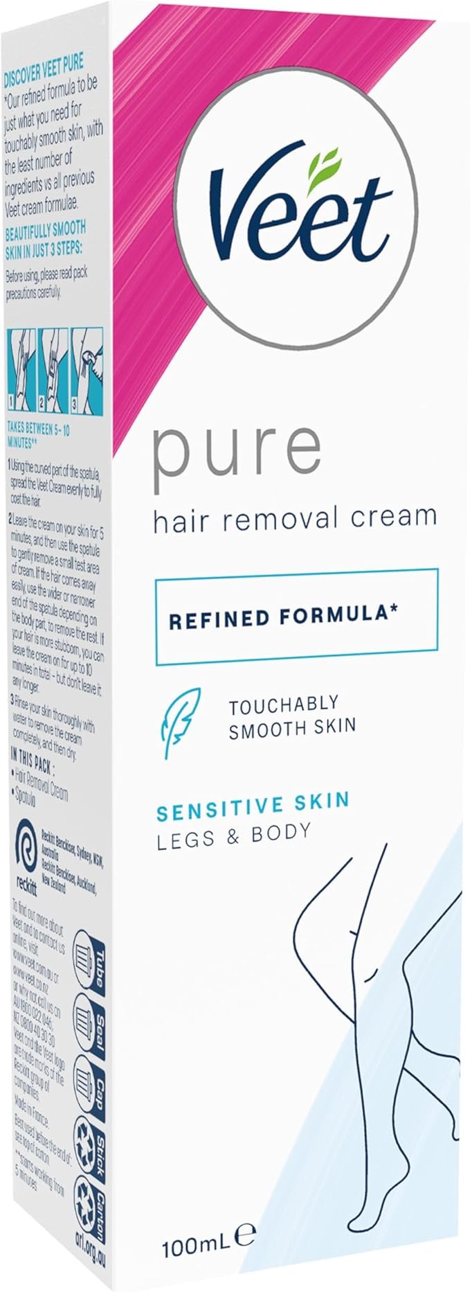 Veet Pure Hair Removal Cream Legs & Body Sensitive 100ml