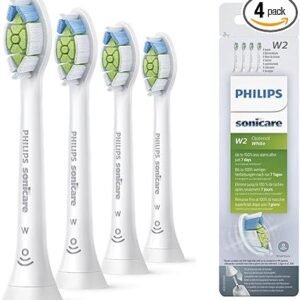 Philips Sonicare Original W2 Optimal White Standard Sonic Toothbrush Heads - 4 Pack in White (Model HX6064/10)