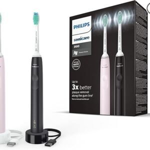 Philips Sonicare 3100 Series Sonic Electric Toothbrush (Dual Pack)Black and Sugar Rose (Model HX3675/15)