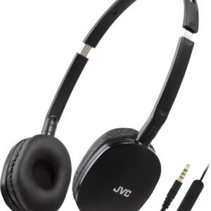 JVC HA-S160M-B Flats Foldable and Compact Headphones in Glossy Trendy Colour, with Switch for Microphone On/Off, Ideal for Teleworking and Online Seminars (Black)