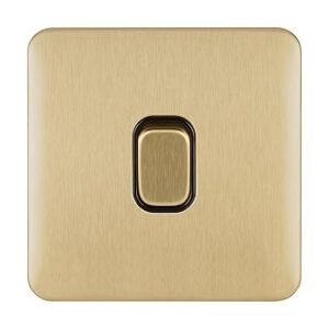 Schneider Electric Lisse Screwless Deco - Single 2 Way Light Switch, 10AX, GGBL1012BSB, Satin Brass with Black Insert