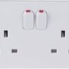 Schneider Electric Lisse White Moulded - Switched Double Power Socket, Single Pole, 13A, GGBL3020, White, Pack of 5