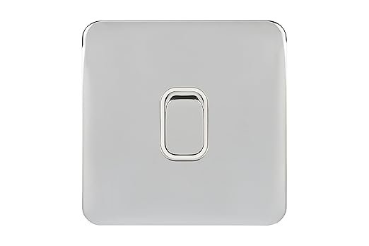 Schneider Electric Lisse Screwless Deco - Single 2 Way Light Switch, 10AX, GGBL1012WPC, Polished Chrome with White Insert