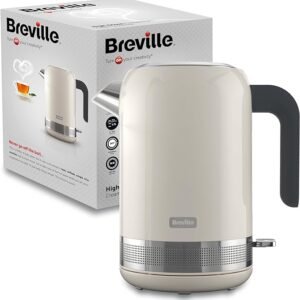 Breville High Gloss Electric Kettle | 1.7L | 3kW Fast Boil | Cream & Stainless Steel [VKT153]