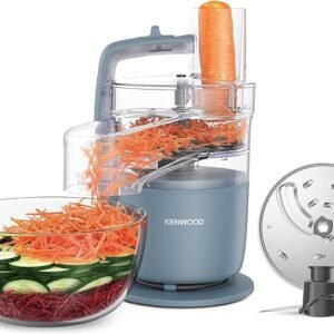 Kenwood, MultiPro Go FDP22.130GY, Food Processor, for Chopping, Slicing, Grating, Pureeing and Kneading Dough, with Express Serve, 1.3L Bowl, Knife blade, 4mm Slicing/Grating Disk, 650 Watts, Grey