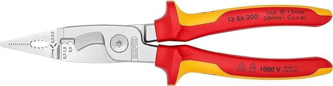 KNIPEX Pliers for Electrical Installation, VDE, for Cutting Cable, Multi Tool, 13 86 200