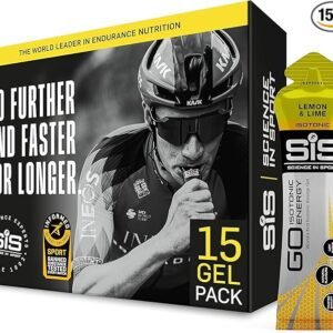 Science In Sport GO Isotonic Energy Gels, Running Gels with 22g Carbohydrates, Low Sugar, Lemon and Lime Flavour, 60ml Per Serving (15 Pack)