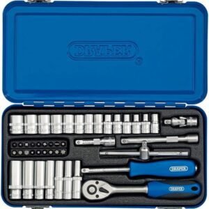 Draper 1/4" 45 Piece Square Drive Metric Socket Set Metal Storage Case | Hex Bit Adaptor | 16365
