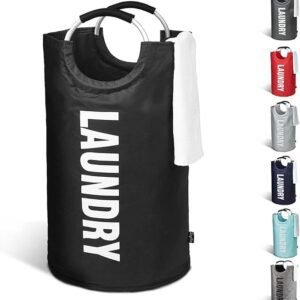 KEPLIN Collapsible Large Laundry Basket - Black, 82 L | Foldable Hamper Basket | Easy to Carry Washing Baskets for Laundry | Clothes Hamper for Kids Bedroom, Bathroom, Nursery, Utility Room