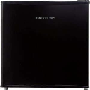 Cookology MFR45BK Small Table Top Mini Fridge for Counter Tops 46 Litre Capacity, Reversible Door, Adjustable Temperature Control and Legs with Chiller Box - In Black [Energy Class F]