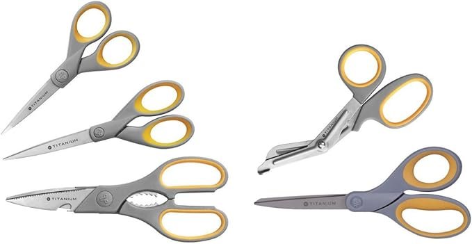 LIVINGO 10" Multipurpose Heavy Duty Scissors, Titanium Coating Ultra Sharp Forged Stainless Steel Tool Industrial Cutting Shears