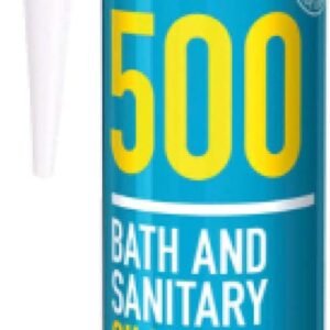 Everbuild Everflex 500 Bath And Sanitary Silicone – Interior And Exterior Application – Anti-Fungal – Quick Curing – Translucent – 295ml Cartridge