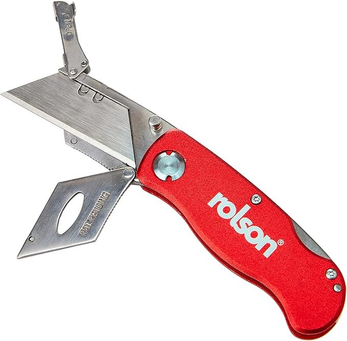 Rolson 62845 Folding Lock-Back Knife, Red, Grey
