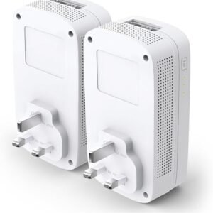 TP-Link TL-PA9020PKIT 2-Port Gigabit Passthrough Powerline Starter Kit, Data Transfer Speed Up to 2000 Mbps, Ideal for HD Video Streaming and Online Gaming, No Configuration Required, UK Plug