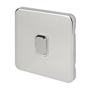 Schneider Electric Lisse Screwless Deco - Single 2 Way Light Switch, 10AX, GGBL1012WPC, Polished Chrome with White Insert