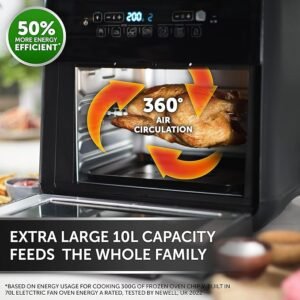 Breville Halo Rotisserie Air Fryer | Digital Extra Large Air Fryer Oven | 10 L | Fry, Bake & Dehydrate | 2000 W | Energy Efficient | Black and Grey [VDF127]