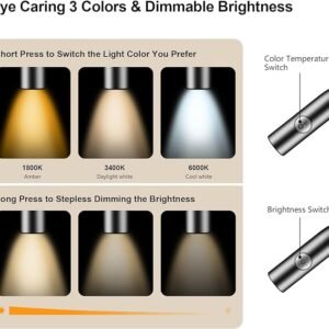 Gritin Neck Reading Light Rechargeable, Book Light Lamp with Memory Function for Reading at Night