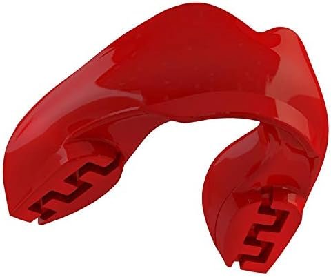 SAFEJAWZ Sports Braces Mouthguard/Gum Shield and Cleaner Spray Bundle for Contact Sports Rugby Boxing Martial Arts (Red)