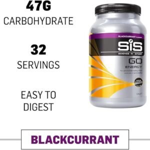 Science In Sport GO Energy Powder Energy Drinks, Blackcurrant Flavour, 47g of Carbohydrates, 32 Servings Per 1.6kg
