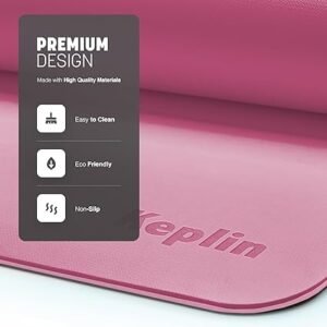 KEPLIN Yoga & Exercise Mat with Carry Strap, Large Non-Slip Comfortable Training & Workout Floor Mat for Home or Outdoor, Gym, Pilates, Gymnastics, HiiT, Stretching & Meditation