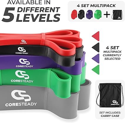 Coresteady Pull Up Bands & Resistance Bands - Rubber Heavy Duty Loop Band for Men & Women - Build Fit Power & Muscle - Training, Fitness Assist Pull Ups & Gym Exercise