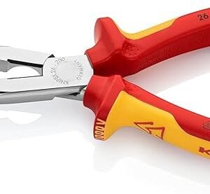 Knipex Snipe Nose Side Cutting Pliers (Stork Beak Pliers) chrome-plated, insulated with multi-component grips, VDE-tested 200 mm (self-service card/blister) 26 16 200 SB