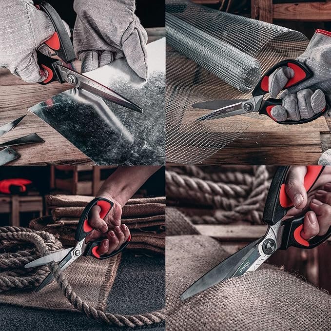 LIVINGO 10" Multipurpose Heavy Duty Scissors, Titanium Coating Ultra Sharp Forged Stainless Steel Tool Industrial Cutting Shears