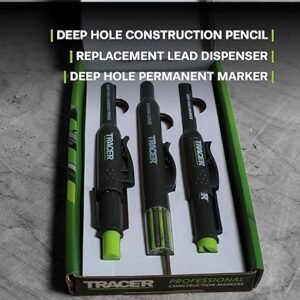 TRACER Deep Hole Construction Pencil with 6X Replacement Lead Pack and accompanying Site Holsters All-in-one Marking Kit